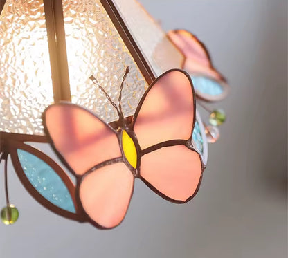 Stained glass wall light, close up picture