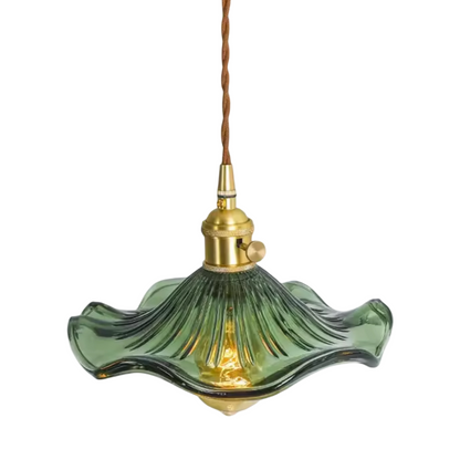 Iris Stained Glass Pendant Light - Green